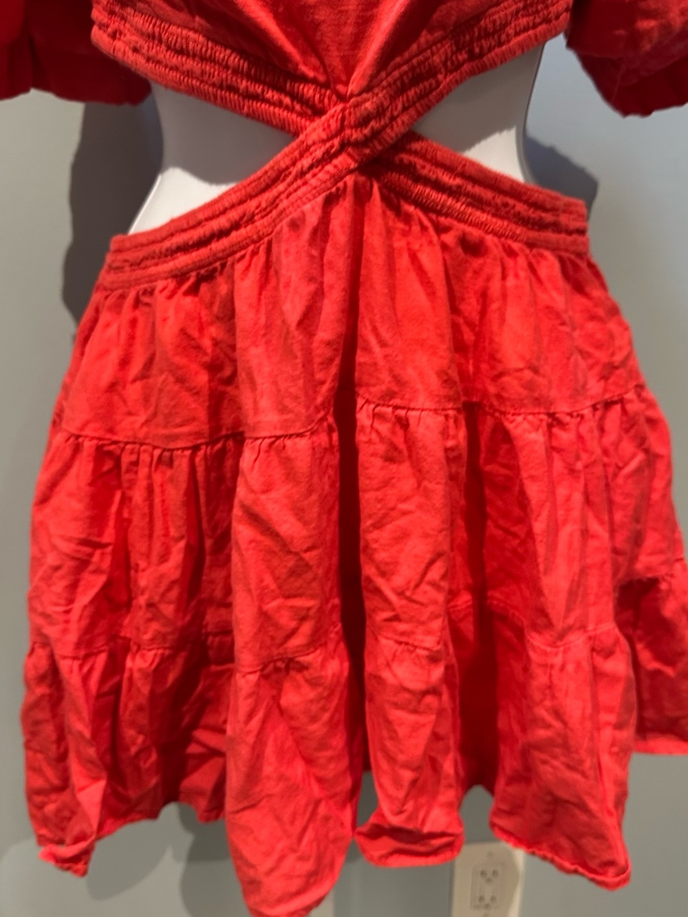 Free People | Cross of Sunlight Linen Blend Mini Dress with Pockets Red | Small - Picture 8 of 15
